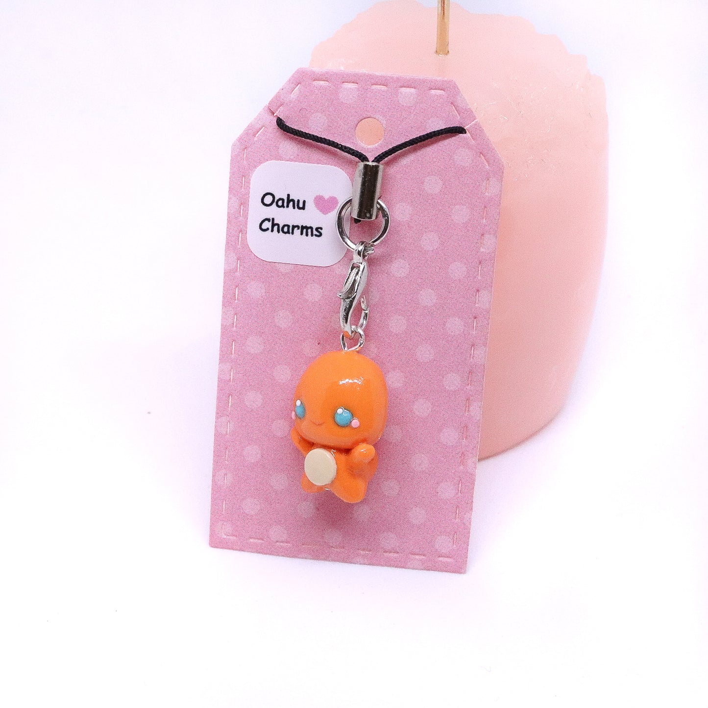 Orange Charmander Dino Polymer Clay Charm